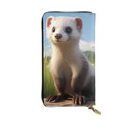 BROLEO Leather Wallet - Stylish and Durable Wallet for Women with Multiple Compartments and Zipper Design Wildlife Ferret Picture, Black, One Size