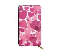 BROLEO Leather Wallet - Stylish and Durable Wallet for Women with Multiple Compartments and Zipper Design pink hearts Picture, Black, One Size