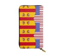 BROLEO Leather Wallet - Stylish and Durable Wallet for Women with Multiple Compartments and Zipper Design American Spain Flag Picture, Black, One Size
