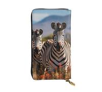 BROLEO Leather Wallet - Stylish and Durable Wallet for Women with Multiple Compartments and Zipper Design Zebras on South Africa Picture, Black, One Size