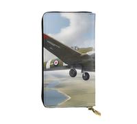 BROLEO Leather Wallet - Stylish and Durable Wallet for Women with Multiple Compartments and Zipper Design World War 2 Aircraft Airplane Picture, Black, One Size