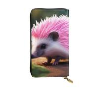 BROLEO Leather Wallet - Stylish and Durable Wallet for Women with Multiple Compartments and Zipper Design Pink hedgehog Picture, Black, One Size