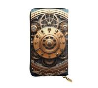 BROLEO Leather Wallet - Stylish and Durable Wallet for Women with Multiple Compartments and Zipper Design Cool Steampunk Gears Picture, Black, One Size