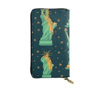 BROLEO Leather Wallet - Stylish and Durable Wallet for Women with Multiple Compartments and Zipper Design statue of liberty in nyc Picture, Black, One Size