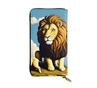 BROLEO Leather Wallet - Stylish and Durable Wallet for Women with Multiple Compartments and Zipper Design Lamb with A Lion On The Clouds Picture, Black, One Size