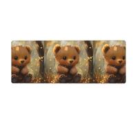 BROLEO Little Bear Under The Shiny Leaves Printing Extra Large Mouse Pad, Computer Office Anti Slip Gaming Keyboard Thickened Version 12x31.5in