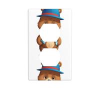 BROLEO Little Bear Wearing a hat Printing Double Socket Wall Panel Decorative for Residential and Commercial Areas 4.5x2.76in