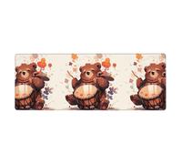 BROLEO Little Brown Bear Playing Drums Printing Extra Large Mouse pad, Computer Office Anti Slip Gaming Keyboard Thickened Version 12x31.5in