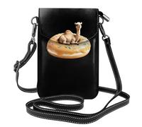 BROLEO Little Camel On A Donut Printing Small Leather Women'S Crossbody Flip Phone Bag, Waterproof And Durable
