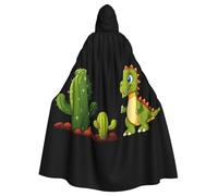 BROLEO Little Dinosaur Next To The Cactus Printing Halloween Adult Hooded Cape Men'S And Women'S Clothing Mantle Role-Playing