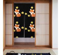 BROLEO Little fox counting stars Prints Curtain two Pieces Spliced 34x56in Fabric curtains, room dividers Fabric, Smooth & Not Easily Wrinkled