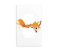BROLEO Little Fox Flying in The Starry Sky Printing Double Socket Wall Panel Decorative for Residential and Commercial Areas 4.5x2.76in