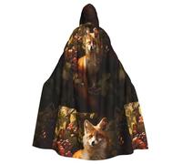 BROLEO Little Fox Picking Grapes Printing Halloween Adult Hooded Cape Men'S And Women'S Clothing Mantle Role-Playing