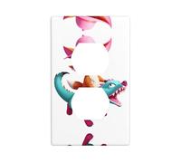 BROLEO Little Fox Riding a Flying Dragon Printing Double Socket Wall Panel Decorative for Residential and Commercial Areas 4.5x2.76in