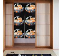 BROLEO Little fox sleeping on the spaceship Prints Curtain two Pieces Spliced 34x56in Fabric curtains, room dividers Fabric, Smooth & Not Easily Wrinkled