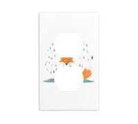 BROLEO Little Fox Under Colorful Raindrops Printing Double Socket Wall Panel Decorative for Residential and Commercial Areas 4.5x2.76in