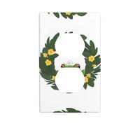 BROLEO Little Frog in a Wreath Printing Double Socket Wall Panel Decorative for Residential and Commercial Areas 4.5x2.76in