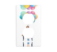 BROLEO Little Girl and Balloons on a Bench Printing Double Socket Wall Panel Decorative for Residential and Commercial Areas 4.5x2.76in