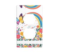BROLEO Little Girl Dancing Under The Rainbow Printing Double Socket Wall Panel Decorative for Residential and Commercial Areas 4.5x2.76in
