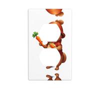 BROLEO Little Gopher Holding a Carrot Printing Double Socket Wall Panel Decorative for Residential and Commercial Areas 4.5x2.76in