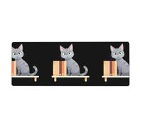 BROLEO Little Gray Cat On The Bookshelf Printing Extra Large Mouse Pad, Computer Office Anti Slip Gaming Keyboard Thickened Version 12x31.5in