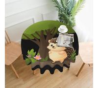 BROLEO Little hedgehog under the flower tree printing Circular 60 inch tablecloth waterproof and stain resistant, suitable for restaurants