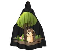BROLEO Little Hedgehog Under The Flower Tree Printing Halloween Adult Hooded Cape Men'S And Women'S Clothing Mantle Role-Playing