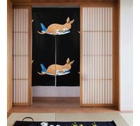 BROLEO Little kangaroo sleeping on the plane Prints Curtain two Pieces Spliced 34x56in Fabric curtains, room dividers Fabric, Smooth & Not Easily Wrinkled