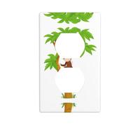 BROLEO Little Monkey Climbing a Tree Printing Double Socket Wall Panel Decorative for Residential and Commercial Areas 4.5x2.76in