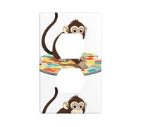 BROLEO Little Monkey Drawing a Path Printing Double Socket Wall Panel Decorative for Residential and Commercial Areas 4.5x2.76in