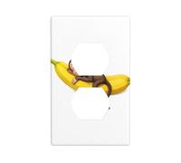 BROLEO Little Monkey Sleeping on a Banana Printing Double Socket Wall Panel Decorative for Residential and Commercial Areas 4.5x2.76in