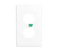 BROLEO Little Monster Holding a Clover Printing Double Socket Wall Panel Decorative for Residential and Commercial Areas 4.5x2.76in