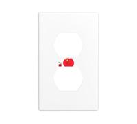 BROLEO Little Mouse Sitting on Cherries Printing Double Socket Wall Panel Decorative for Residential and Commercial Areas 4.5x2.76in