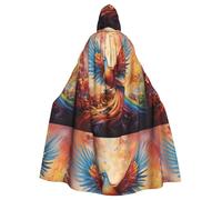 BROLEO Little Phoenix On The Rainbow Printing Halloween Adult Hooded Cape Men'S And Women'S Clothing Mantle Role-Playing