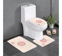 BROLEO Little Pink Cherry Blossoms Printing Three Piece Set of Bathroom Floor mats, Bathroom Shower mats, Anti Slip Quick Drying