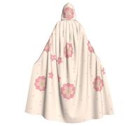 BROLEO Little pink cherry blossoms Prints Halloween Adult Hooded Cloak for Costume Parties and Theme Events