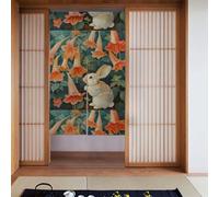 BROLEO Little Rabbit Under The Morning Glory Printing Door Curtain, Bathroom, Half Covered, Two partition Curtains 34x56in