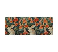 BROLEO Little Rabbit Under The Morning Glory Printing Extra Large Mouse Pad, Computer Office Anti Slip Gaming Keyboard Thickened Version 12x31.5in