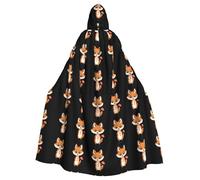 BROLEO Little Red Flower Mushroom Fox Prints Halloween Adult Hooded Cape Cloak No Zipper, Comfortable For Costume Parties