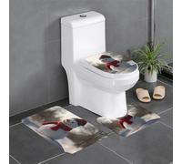 BROLEO Little snowman in the forest printing Anti slip floor mat three piece set bathroom carpet anti slip durable