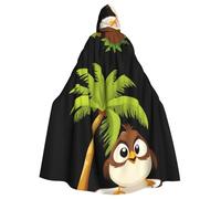 BROLEO Little Sparrow On The Coconut Tree Prints Halloween Adult Hooded Cape Cloak No Zipper, Comfortable For Costume Parties