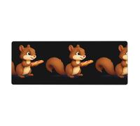 BROLEO Little Squirrel Holding A Baguette Printing Extra Large Mouse Pad, Computer Office Anti Slip Gaming Keyboard Thickened Version 12x31.5in