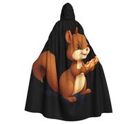 BROLEO Little Squirrel Holding A Baguette Printing Halloween Adult Hooded Cape Men'S And Women'S Clothing Mantle Role-Playing