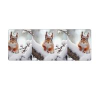 BROLEO Little Squirrel On The Snow Tree Printing Extra Large Mouse Pad, Computer Office Anti Slip Gaming Keyboard Thickened Version 12x31.5in