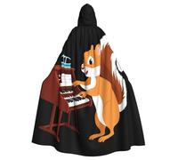 BROLEO Little Squirrel Playing The Organ Printing Halloween Adult Hooded Cape Men'S And Women'S Clothing Mantle Role-Playing