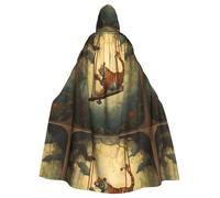 BROLEO Little Tiger On The Swing Printing Halloween Adult Hooded Cape Men'S And Women'S Clothing Mantle Role-Playing