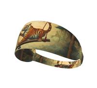 BROLEO Little Tiger on The Swing Printing Sports Headband for Women Sweat Proof Bandeau Summer Elastic Band