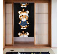 BROLEO Little Tiger Wearing a Nightcap Printing Door Curtain, Bathroom, Half Covered, Two partition Curtains 34x56in