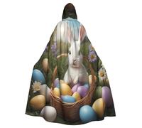 BROLEO Little White Rabbit And Easter Eggs Printing Halloween Adult Hooded Cape Men'S And Women'S Clothing Mantle Role-Playing