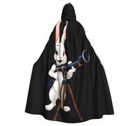 BROLEO Little White Rabbit Holding A Telescope Printing Halloween Adult Hooded Cape Men'S And Women'S Clothing Mantle Role-Playing